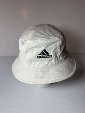 adidas White Bucket Hat with Black Logo for Kids